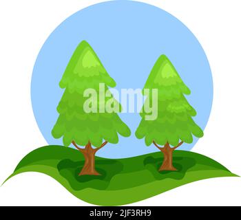 Due conifere - alberi di Natale non decorati in natura. Illustrazione vettoriale Illustrazione Vettoriale
