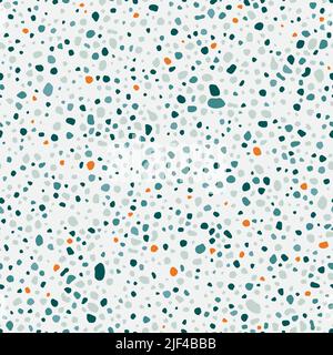 Trama vettoriale pavimento terrazzo. Pavimenti in terrazzo senza cuciture. Pavimento in marmo con coloratissimi spruzzi. Illustrazione Vettoriale