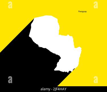 Mappa Paraguay su poster retrò con lunga ombra. Segno vintage facile da modificare, manipolare, ridimensionare o colorare. Illustrazione Vettoriale