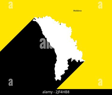 Mappa Moldavia su poster retrò con lunga ombra. Segno vintage facile da modificare, manipolare, ridimensionare o colorare. Illustrazione Vettoriale