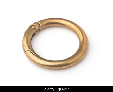 Vecchio portachiavi in bronzo vuoto isolato su bianco Foto Stock