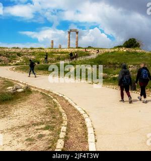 La cittadella di Amman, Amman Jabal Alqala, Jordan Amman luoghi, Aqaba. Bei posti da visitare in Giordania, luoghi antichi in Giordania جبل القلعه في عمان الاردن مكان Foto Stock