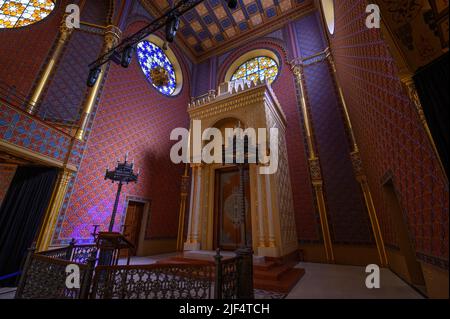 Budapest, Ungheria. Interno della Sinagoga di Rumbach Street. Situato nel quartiere ebraico di Pest Foto Stock