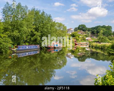 Scena tranquilla sul fiume Avon vicino Saltford nel Somerset Regno Unito Foto Stock