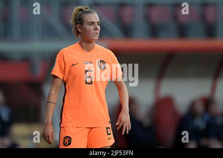 Enschede - Jill Roord of Holland Women durante la partita di qualificazione della Coppa del mondo femminile tra Paesi Bassi e Bielorussia allo Stadio De Grossch teste il 28 giugno 2022 a Enschede, Paesi Bassi. ANP GERRIT VAN COLOGNE Foto Stock