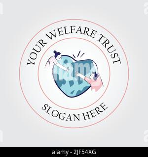 Associazione astratta del logo. Elemento vettoriale del progetto. È possibile utilizzare nei media, mobile, gruppi pubblici, alleanze, bambini, ambientale, aiuto reciproco Illustrazione Vettoriale