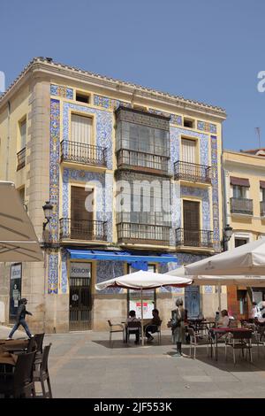 Edificio moresco in Plaza de San Juan a Caceres, Estremadura, Spagna Foto Stock