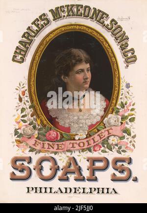 1880 annuncio per Charles McKeone Son and Co. Fine toilet Soaps, Philadelphia, Pennsylvania. Litografia di Wells & Hope Co. Foto Stock