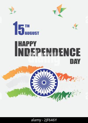 15 agosto Indian Independence Day vettore illustrazione sfondo per biglietto d'auguri e poster, banner. Illustrazione Vettoriale