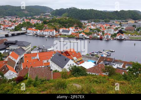 Mandal porto di pesca città nella contea di Vest-Agder in Norvegia. Foto Stock