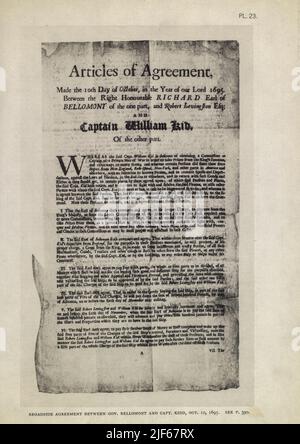 ACCORDO DI AMPLIAMENTO TRA IL GOVERNO INDIANO. BELLOMONT E CAPT. KIDD, OCT. I0, 1695. Dal libro l'iconografia di Manhattan Island, 1498-1909 compilata da fonti originali e illustrata da riproduzioni fotografiche di importanti mappe, piani, viste e documenti in collezioni pubbliche e private - Volume 4 Foto Stock