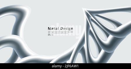 Struttura in acciaio forme fluide sfondo astratto, scienza della tecnologia. Illustrazione vettoriale Illustrazione Vettoriale
