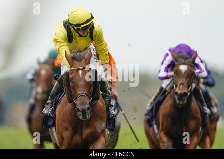 Foto del file datata 17-10-2020 di Addeybb, che può garantire la sua prima vittoria in più di un anno, quando scende al livello elencato per i Davies Insurance Services Gala Stakes a Sandown. Data di emissione: Giovedì 30 giugno 2022. Foto Stock