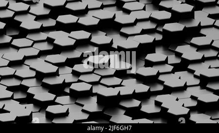 Sfondo o sfondo esagonale scuro.3D illustrazione Foto Stock