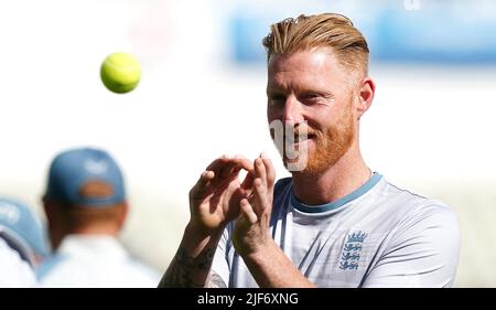 Capitano d'Inghilterra ben Stokes, durante una sessione di reti all'Edgbaston Stadium, Birmingham. Data foto: Giovedì 30 giugno 2022. Foto Stock