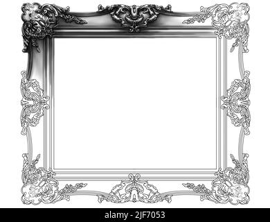 Cornice decorativa per dipinti o foto. Illustrazione artigianale con classica struttura antica. Foto Stock