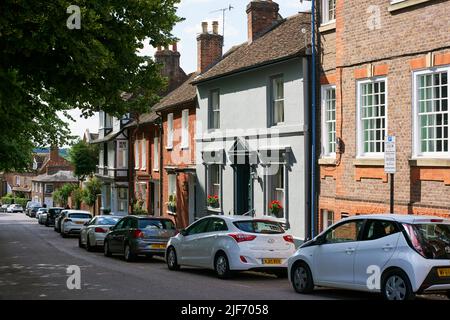 Vecchi cottage lungo Romeland, centro di St Albans, Hertfordshire, Regno Unito Foto Stock
