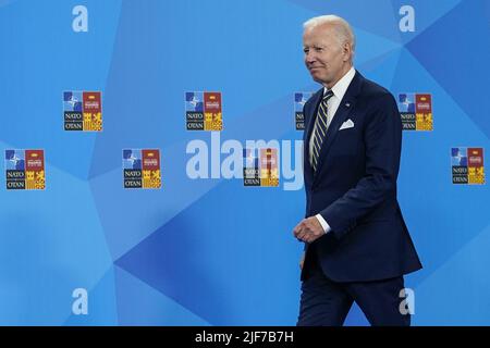 Madrid, Spagna. 30th giugno 2022. Il Presidente Joe Biden arriva a una conferenza stampa nell'ultimo giorno di un vertice della NATO a Madrid, in Spagna, giovedì 30 giugno 2022. Foto di Paul Hanna/UPI Credit: UPI/Alamy Live News Foto Stock