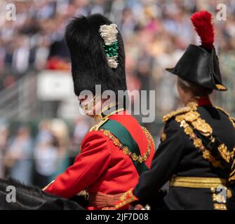 Horse Guards Parade, Londra, Regno Unito. 2 giugno 2022. Trooping the Color, la Parata di compleanno della Regina, che si tiene nel Platinum Jubilee Year. Foto Stock