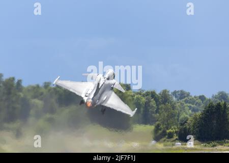 Saab JAS 39 Gripen opera da una pista dispersa Foto Stock