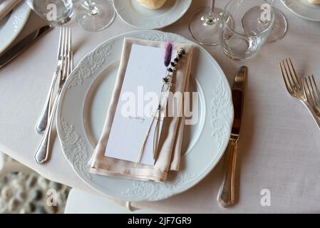 Decorazioni da tavolo per matrimoni. Foto Stock