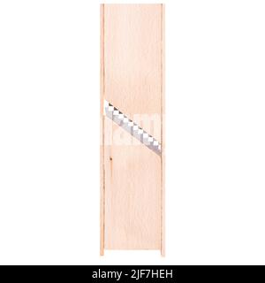 Grattugia ecologica in legno per verdure isolate su sfondo bianco Foto Stock
