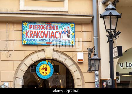 Cracovia, Polonia, Città Vecchia, Pierogarnia Krakowiacy ristorante tradizionale, gnocchi polacchi fatti a mano luogo, gastronomia, tradizione, stabilimento alimentare, n Foto Stock