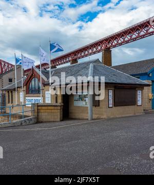 Biglietteria della Maid of the Forth Boat TRIP dove è possibile acquistare i biglietti, South Queensferry, Scozia Foto Stock