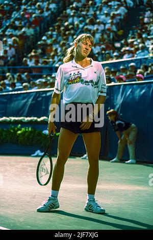 Steffi Graf (GER) in gara al US Open Tennis 1989. Foto Stock