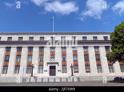 Welsh Office, Cathays Park, giugno 2022, estate. Foto Stock