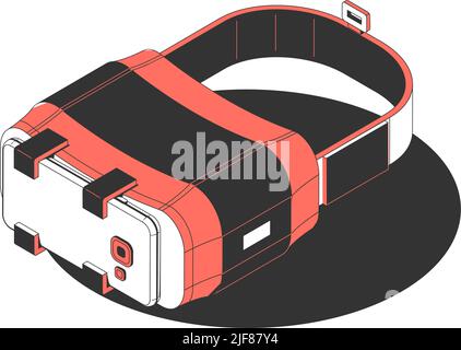 Occhiali per realtà aumentata per icone isometriche per smartphone 3D illustrazione vettoriale Illustrazione Vettoriale