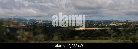 Paesaggio di campagna panoramica con campo e albero in Aveyron francia Foto Stock