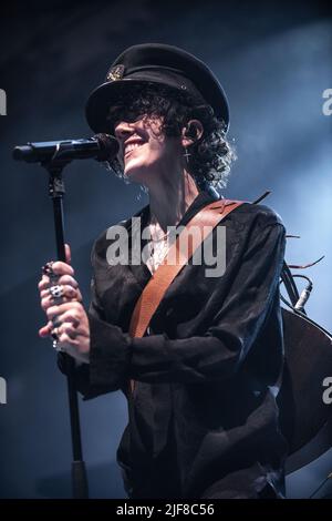 LP spettacolo al Festival Jardins de Pedralbes, Barcellona, 28 giugno 2022. Fotografo: ALE Espaliat Foto Stock