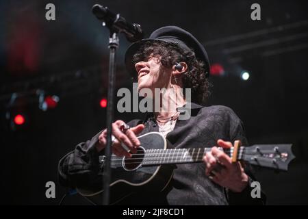 LP spettacolo al Festival Jardins de Pedralbes, Barcellona, 28 giugno 2022. Fotografo: ALE Espaliat Foto Stock