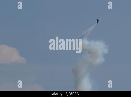 Mostra di stunt plane sul lago Washington a Seattle Foto Stock