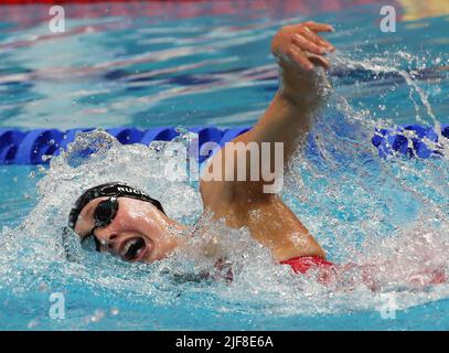 Taylor Ruck of Canada finale 200 M Donne Freestyle durante i Campionati del mondo FINA 19th Budapest 2022, Nuoto evento il 21 2022 giugno a Budapest, Ungheria - Foto Laurent Lairys / DPPI Foto Stock