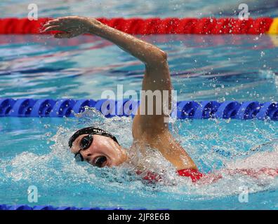 Taylor Ruck of Canada finale 200 M Donne Freestyle durante i Campionati del mondo FINA 19th Budapest 2022, Nuoto evento il 21 2022 giugno a Budapest, Ungheria - Foto Laurent Lairys / DPPI Foto Stock