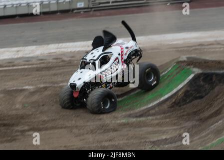 Monster Jam London 2022, Monster Truck show, Olympic Stadium London, Regno Unito Foto Stock