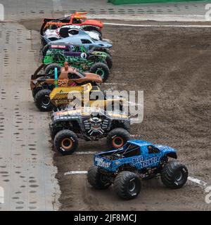 Monster Jam London 2022, Monster Truck show, Olympic Stadium London, Regno Unito Foto Stock