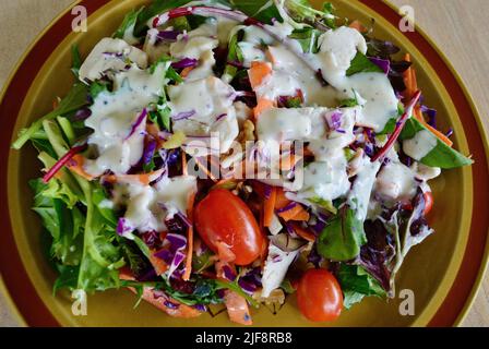 Insalata di tacchino, mirtilli e noci con condimento in stile ranch Foto Stock