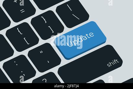 Tasti della tastiera del computer con parola di aggiornamento. Vettore pulsante icona tasti tastiera Illustrazione Vettoriale