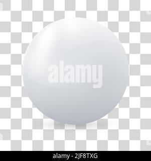 Sfera bianca realistica con ombra isolata su sfondo trasparente. Modello di mockup per il tuo progetto. 3d sfera o sfera. Concetto di pubblicità o. Illustrazione Vettoriale