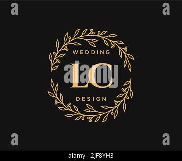 LC sigle lettera Wedding monogramma collezione loghi, disegnati a mano moderni minimalistici e modelli floreali per biglietti d'invito, Salva la data, elegante Illustrazione Vettoriale