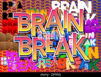 Brain Break. Parola scritta con il carattere dei bambini in stile cartone animato. Illustrazione Vettoriale