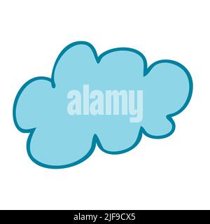 Una piccola nuvola blu con un tratto. Illustrazione vettoriale in stile disegno a mano Illustrazione Vettoriale