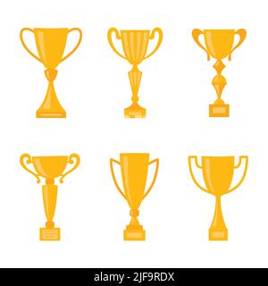 Coppa dei vincitori. Set di ciotole dorate diverse. Illustrazione Vettoriale