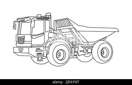 Illustrazione della linea di disegno del veicolo da costruzione Illustrazione Vettoriale