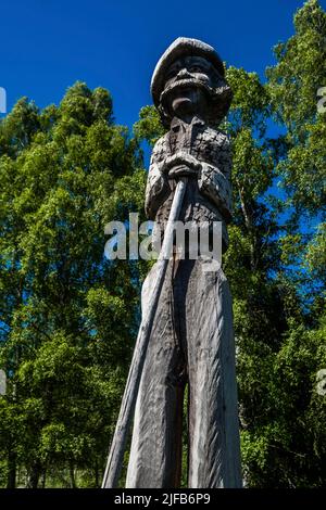 Francia, Hautes-Alpes, Champsaur, valle di Champoléon, villaggio dei Borels, val di Tourond, totem del pastore Foto Stock