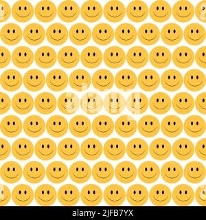 Modello vettoriale senza giunture faccia Smiley giallo. Illustrazione Vettoriale