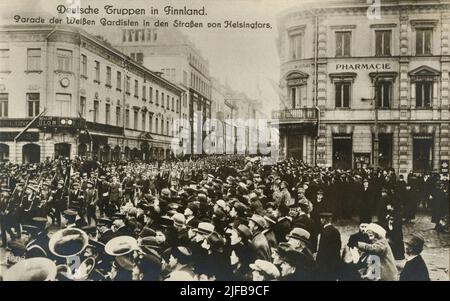 Truppe tedesche in Finlandia. La Parata dei Guardisti Bianchi di Helsinki. Foto Stock